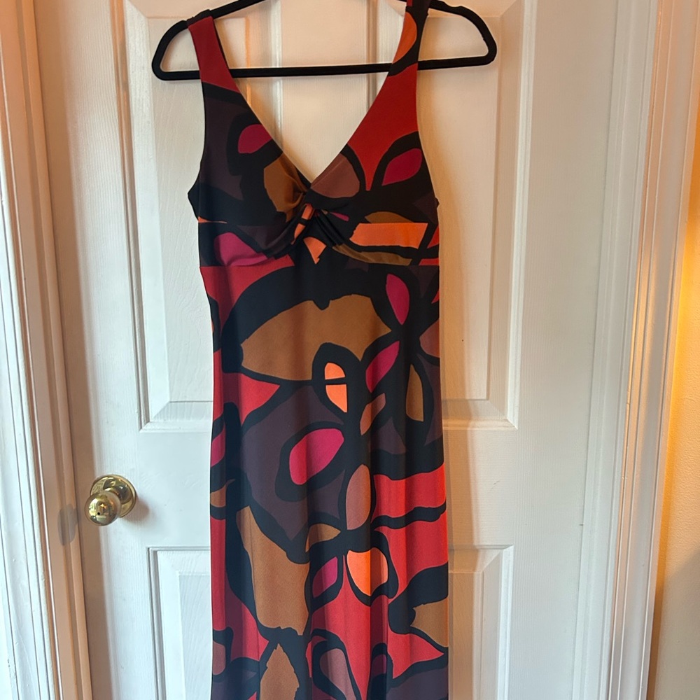 R&K Vibrant Red and Orange Maxi Dress